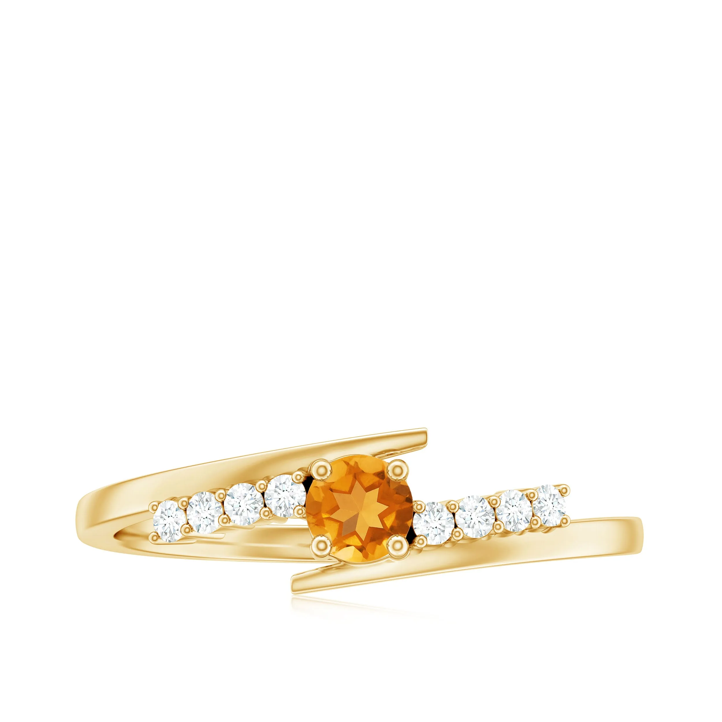 Minimal Citrine and Diamond Bypass Promise Ring
