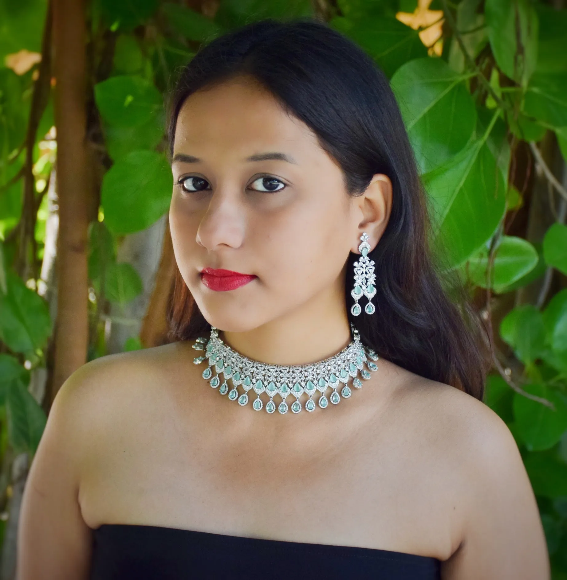 Mint Green Zircon/AD Choker Set  16622-3769