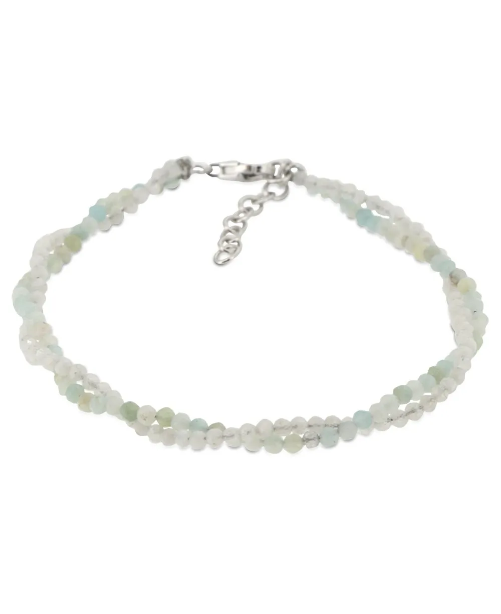 Moonstone and Amazonite Twist Bracelet for Peace