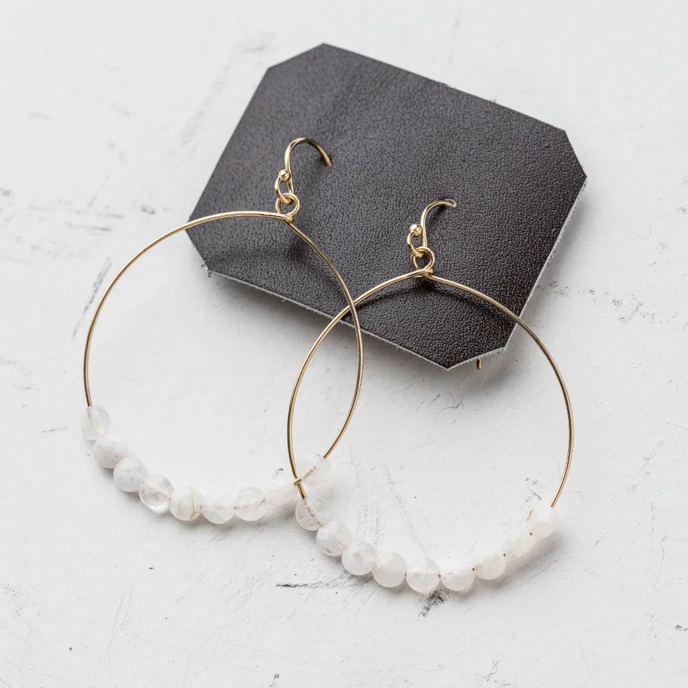 Moonstone Coin Hoop Earrings