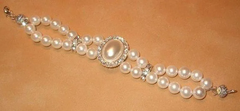 Mother of Pearl and Swarovski Crystal Woven Bracelet
