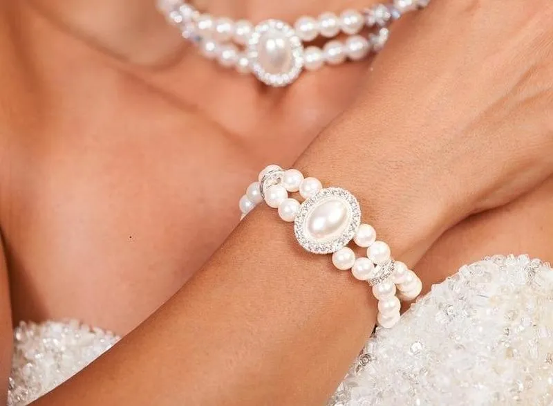 Mother of Pearl and Swarovski Crystal Woven Bracelet
