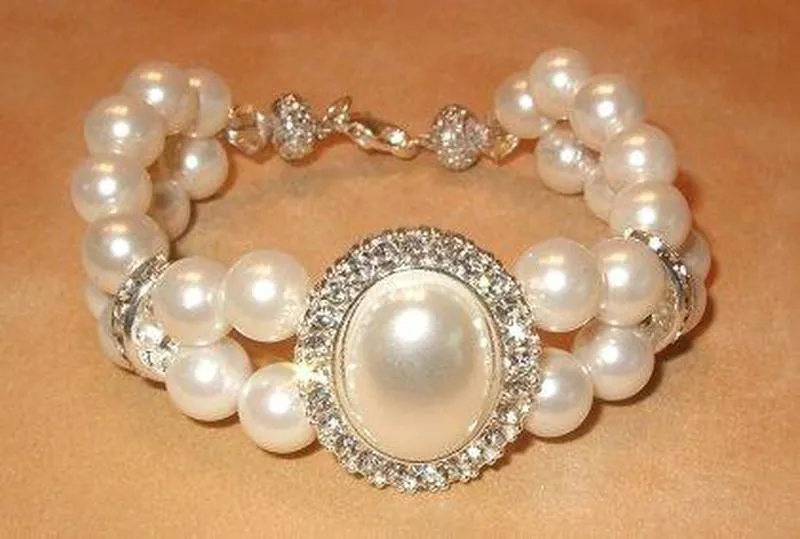 Mother of Pearl and Swarovski Crystal Woven Bracelet