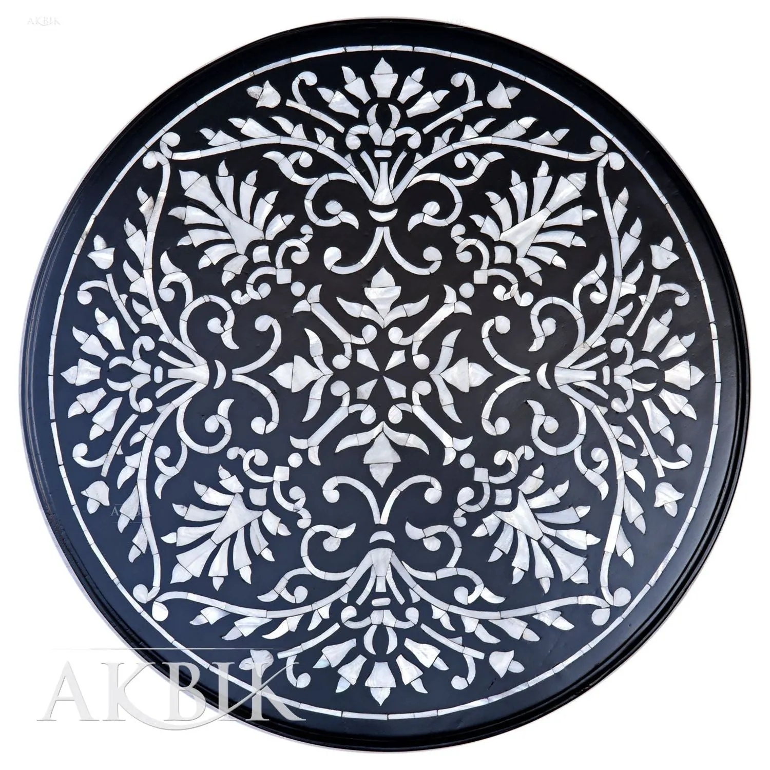 Mother Of Pearl Side Table: Floral Splendor Design