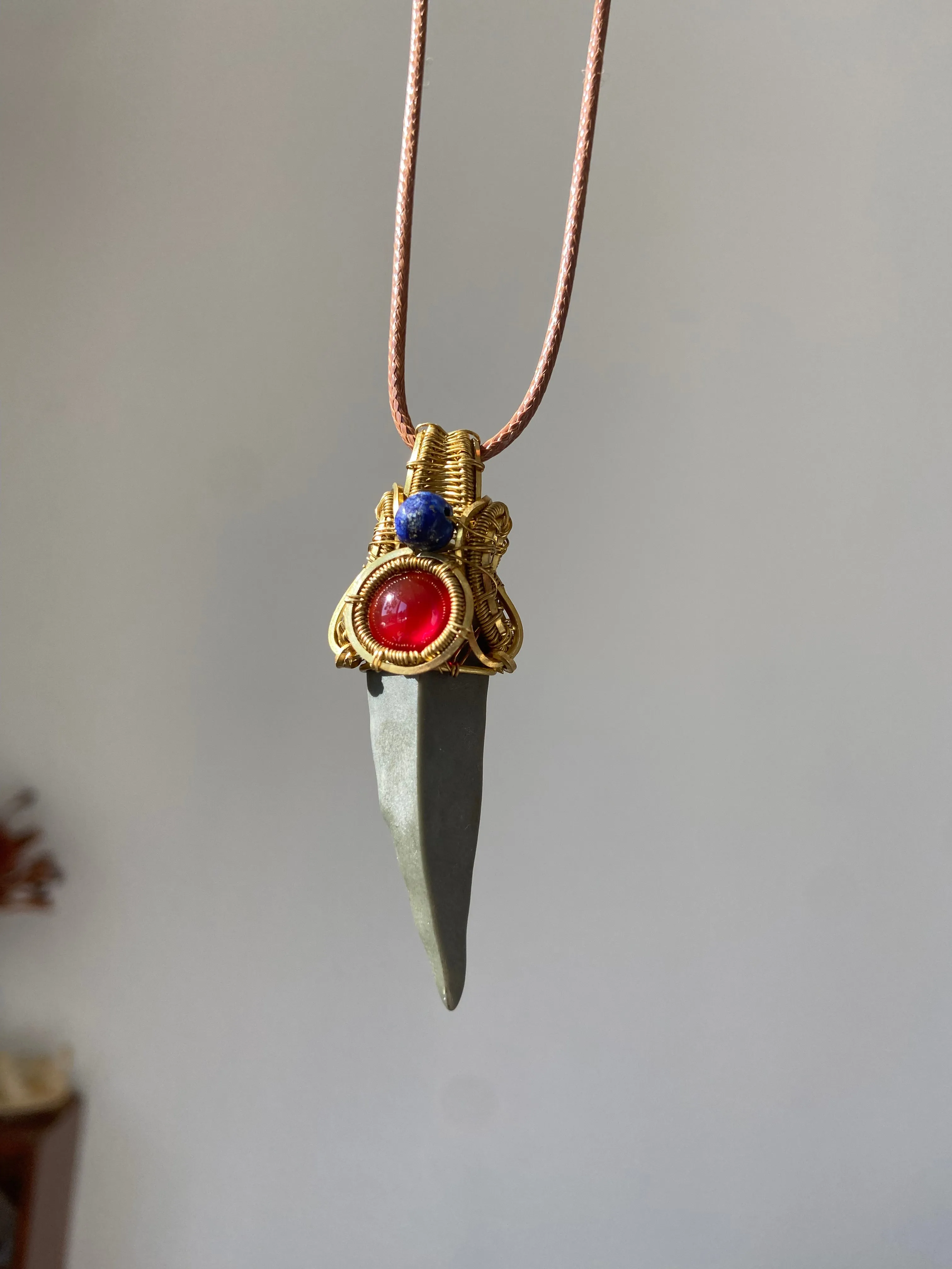 Mudstone| Wire wrapped Jewelry| Pendant| Brass Copper| Boho| Healing| Garnet| Kyanite| Necklace