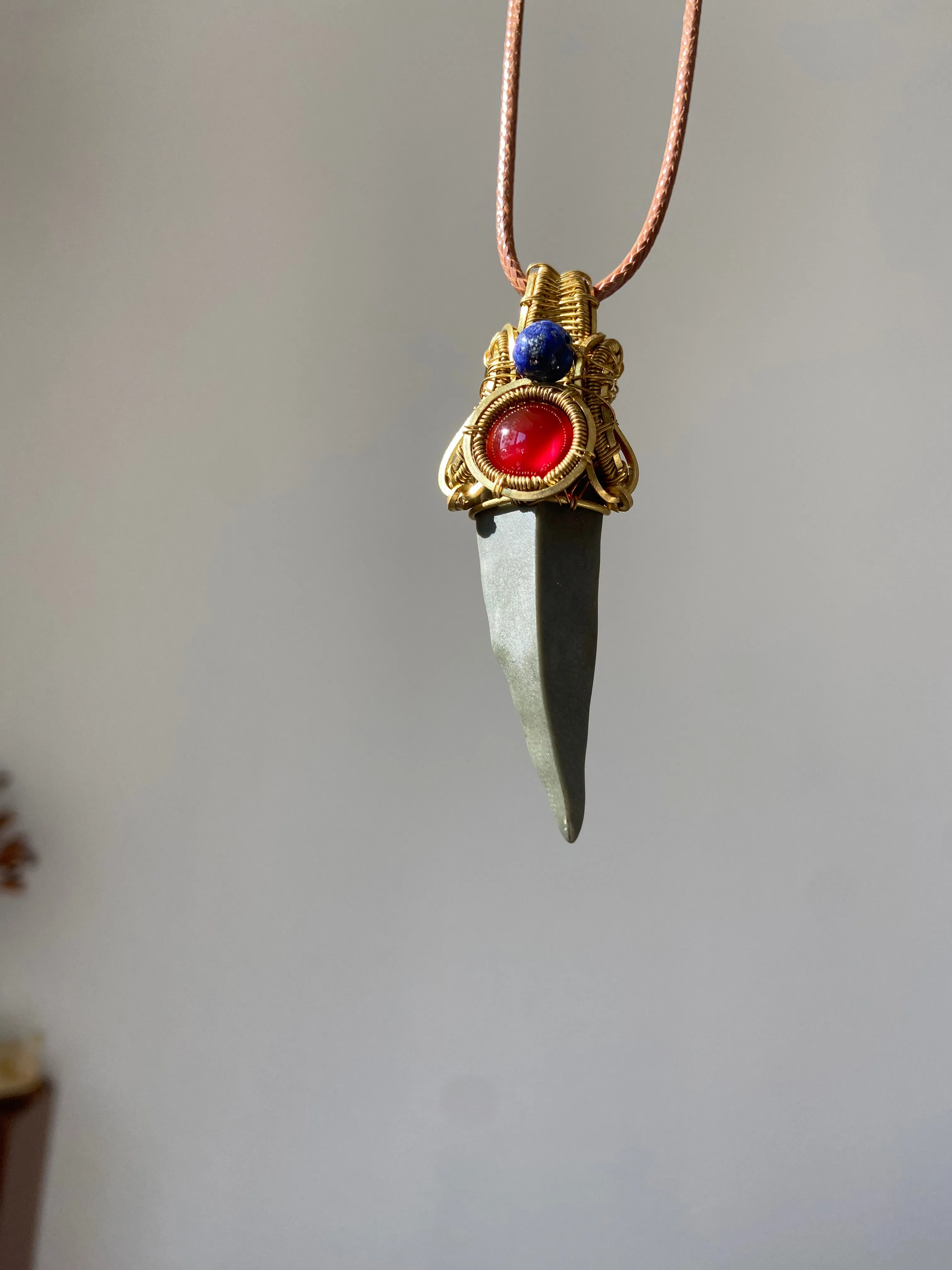 Mudstone| Wire wrapped Jewelry| Pendant| Brass Copper| Boho| Healing| Garnet| Kyanite| Necklace