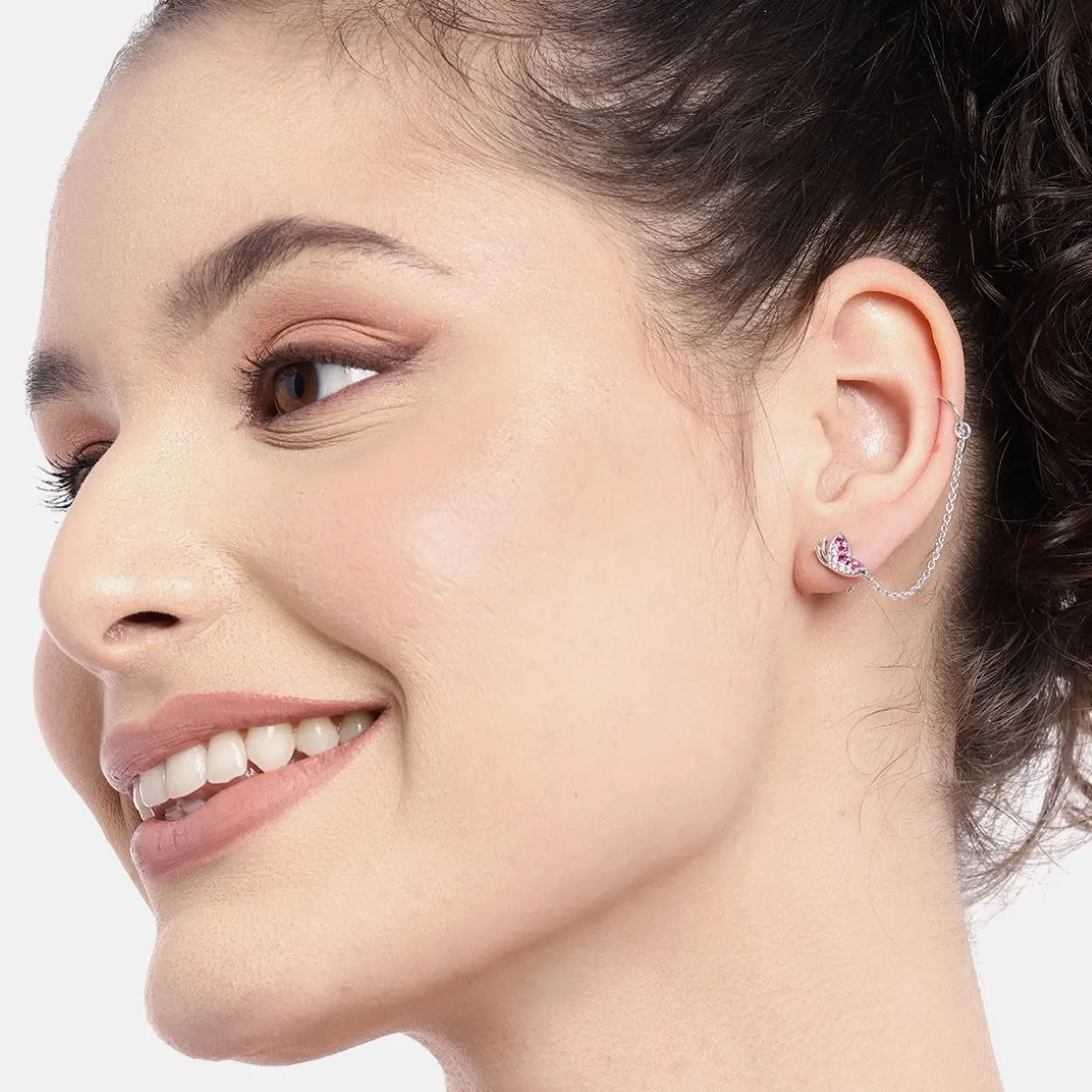 Mystic Wings Rhodium Plated Gemstone Butterfly Hoops & Studs