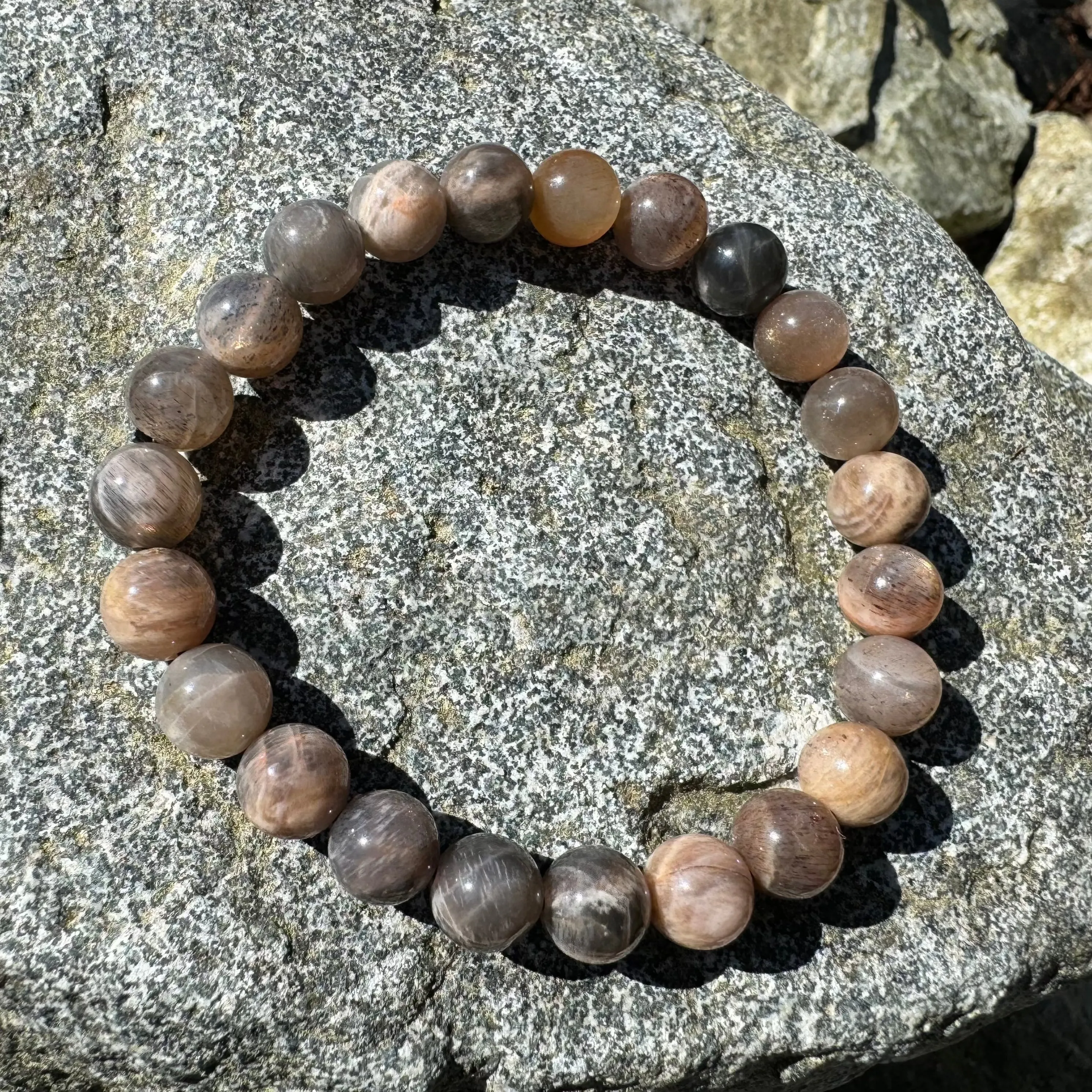 Natural Black Moonstone Bracelet, 8mm Beads Stretch Band, Handmade Jewelry, Healing Crystal, Unisex Gift, Mystical Bracelet
