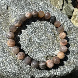 Natural Black Moonstone Bracelet, 8mm Beads Stretch Band, Handmade Jewelry, Healing Crystal, Unisex Gift, Mystical Bracelet