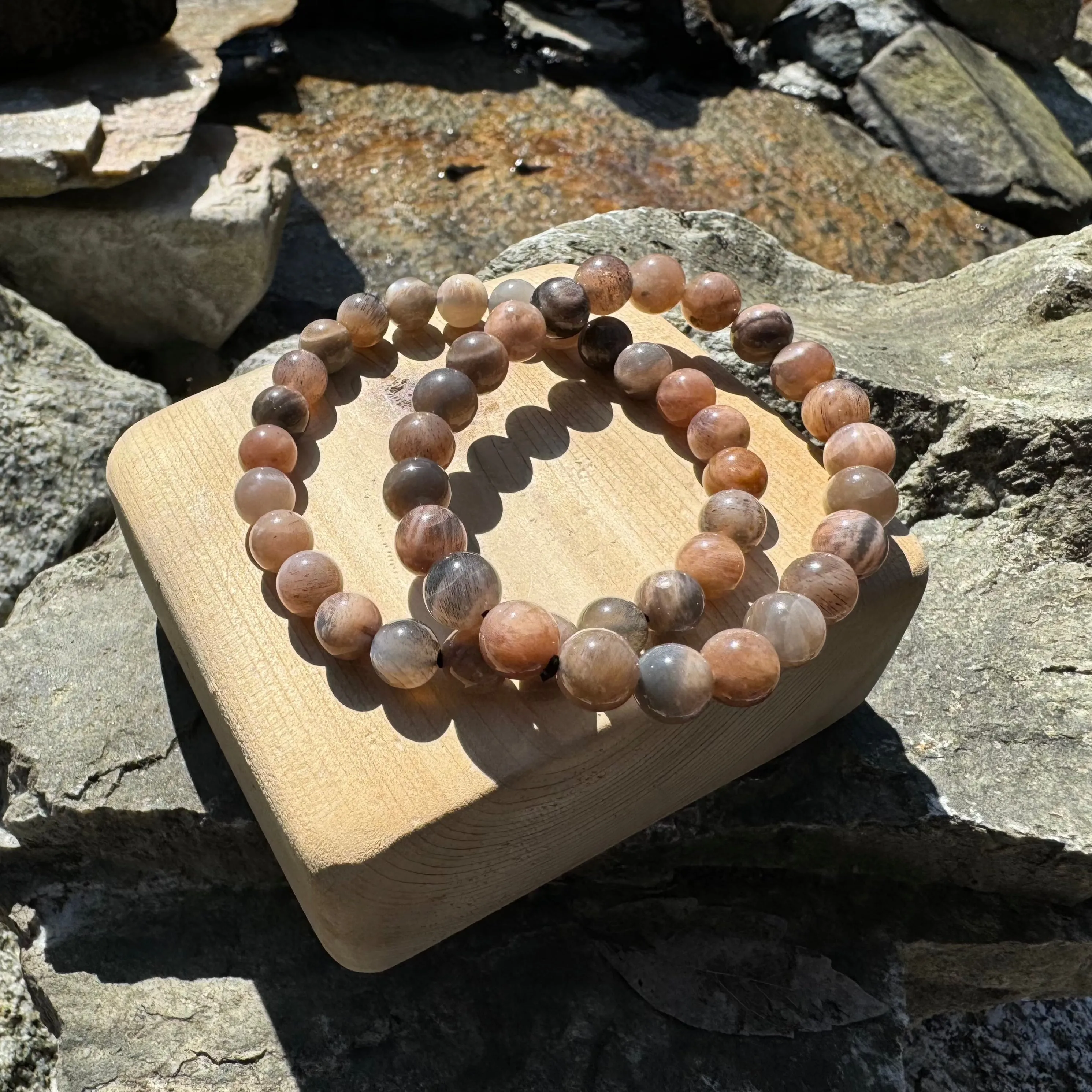 Natural Black Moonstone Bracelet, 8mm Beads Stretch Band, Handmade Jewelry, Healing Crystal, Unisex Gift, Mystical Bracelet