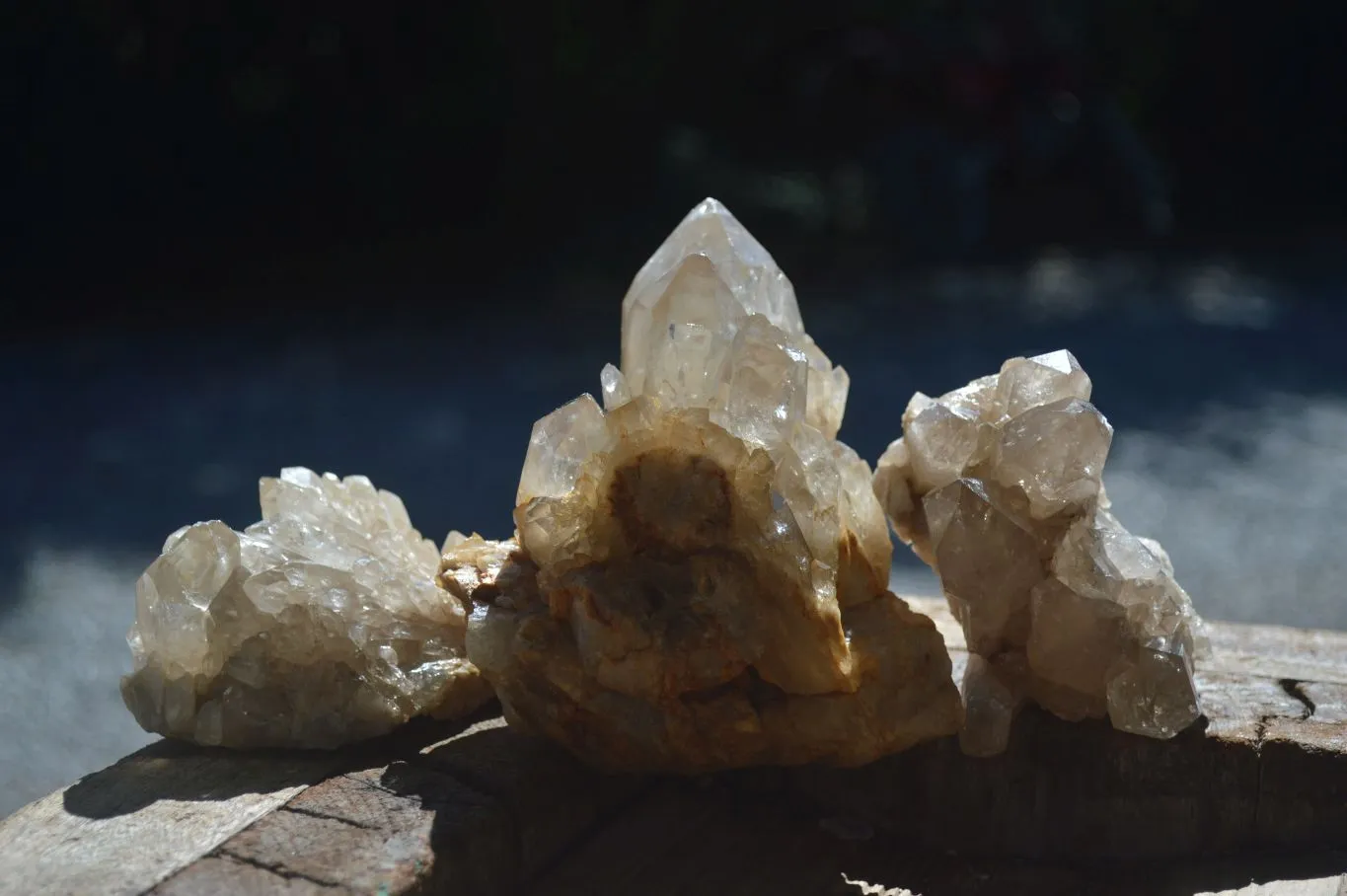 Natural Cascading Pale Citrine Clusters x 3 From Luena, Congo