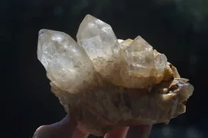 Natural Cascading Pale Citrine Clusters x 3 From Luena, Congo