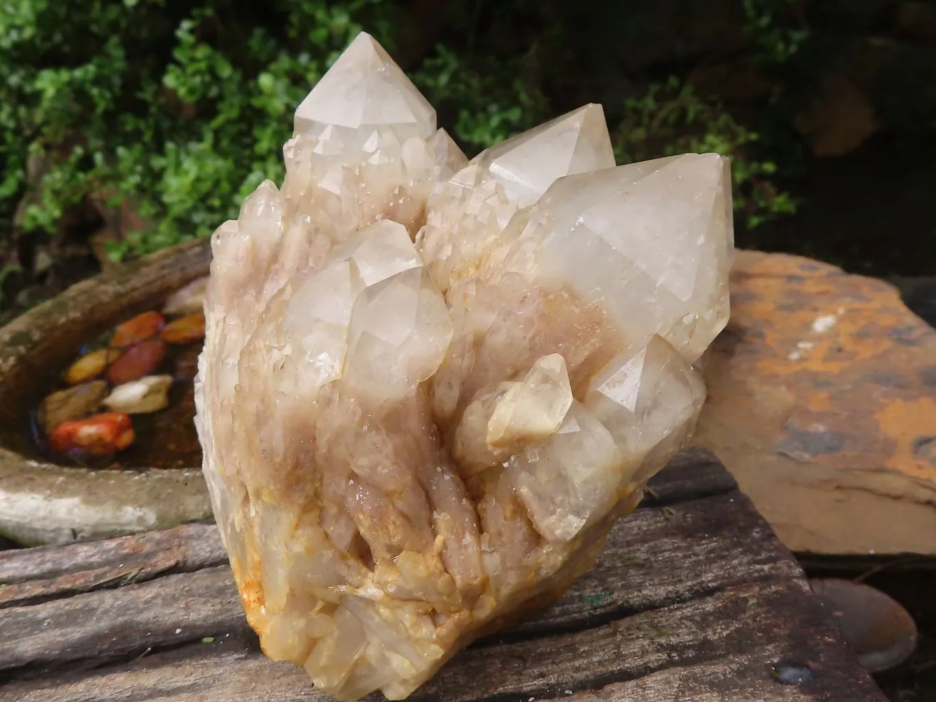 Natural Cascading White Phantom Quartz Clusters x 2 From Luena, Congo