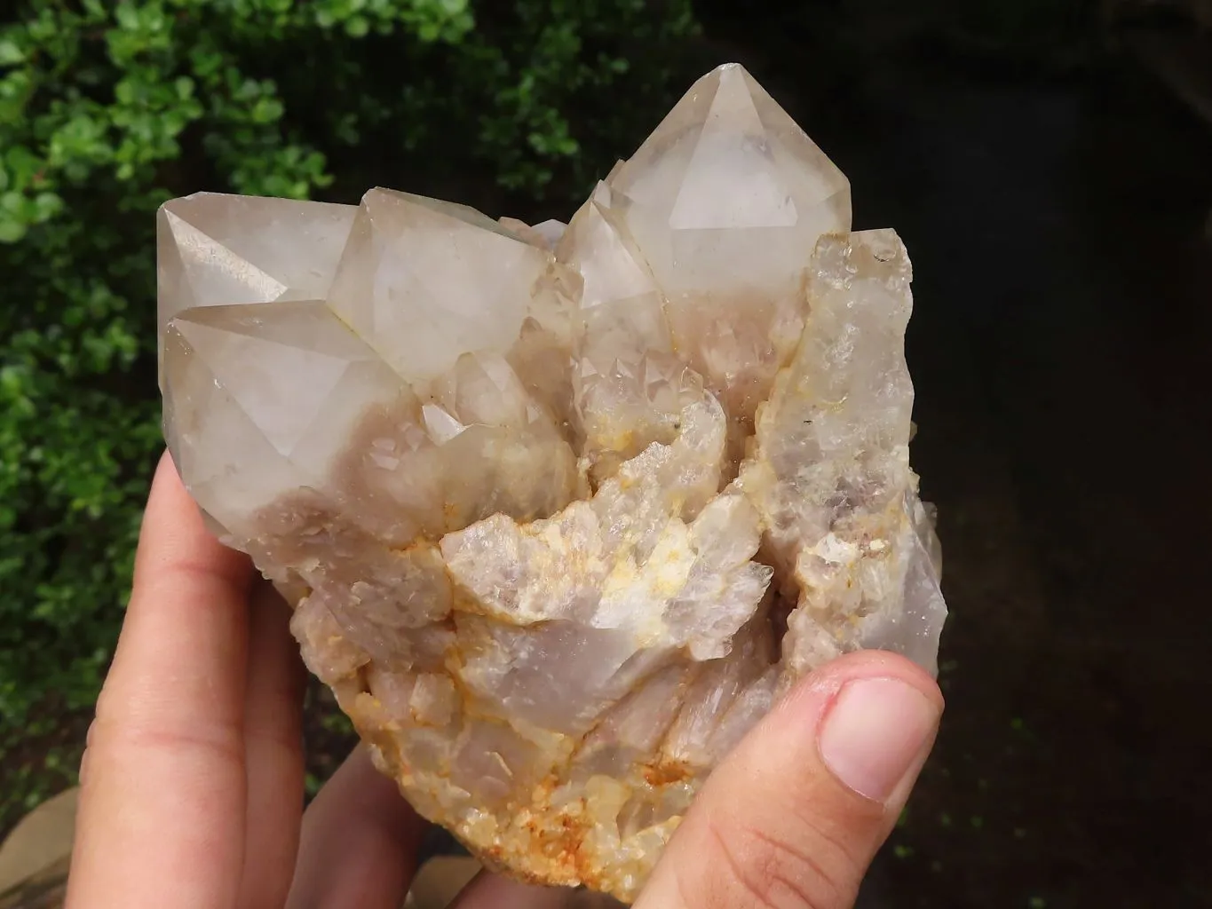 Natural Cascading White Phantom Quartz Clusters x 2 From Luena, Congo