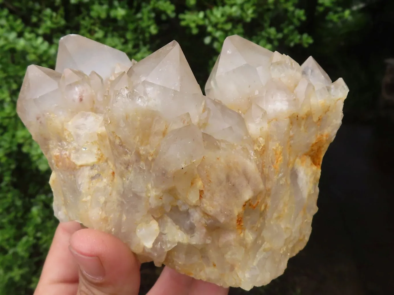 Natural Cascading White Phantom Quartz Clusters x 2 From Luena, Congo