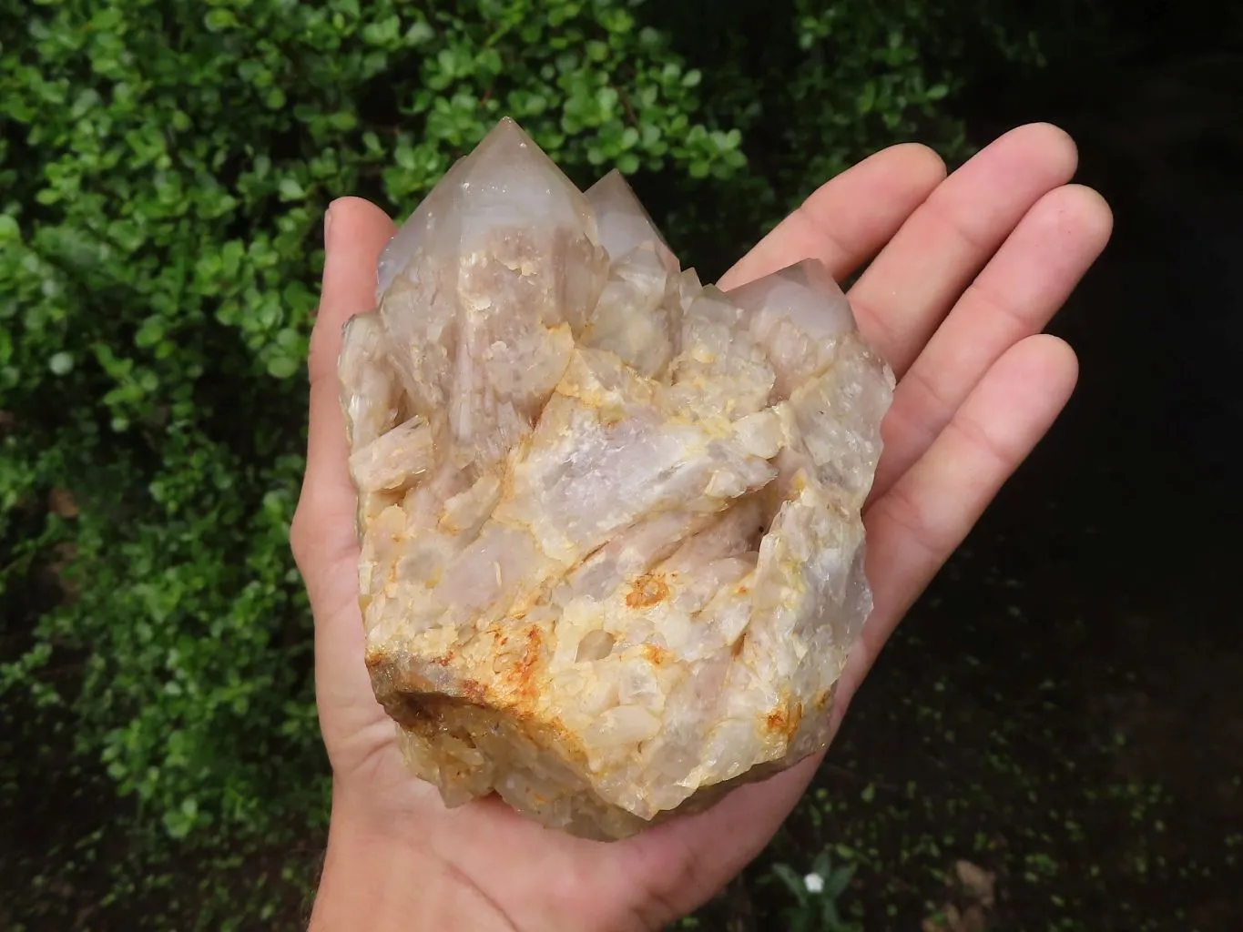 Natural Cascading White Phantom Quartz Clusters x 2 From Luena, Congo