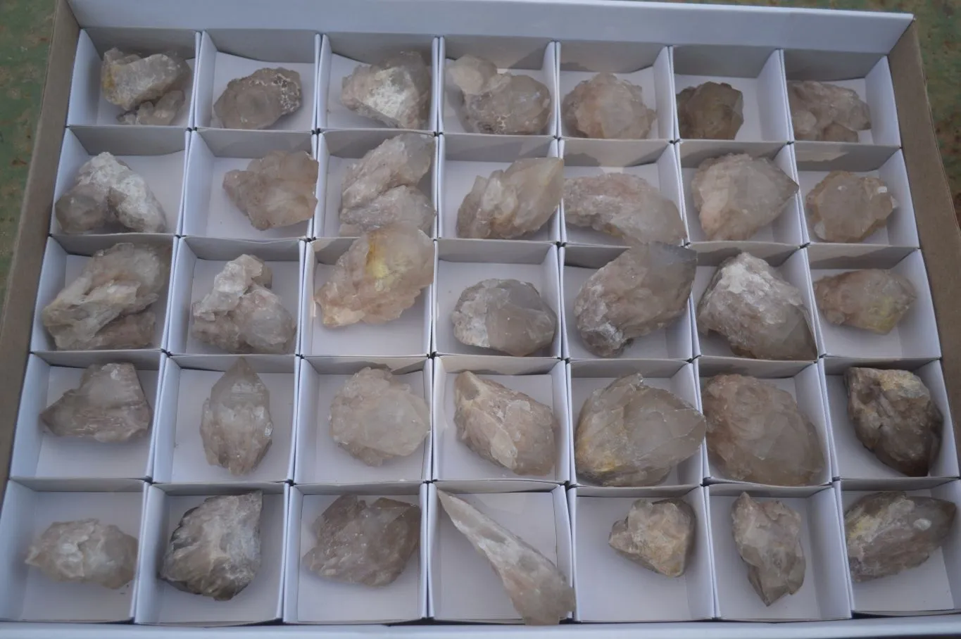 Natural Cascading White Phantom Smokey Quartz Crystals x 35 From Luena, Congo