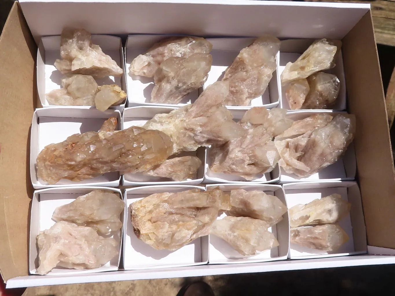 Natural Small Cascading White Phantom Smokey Quartz x 23 From Luena, Congo