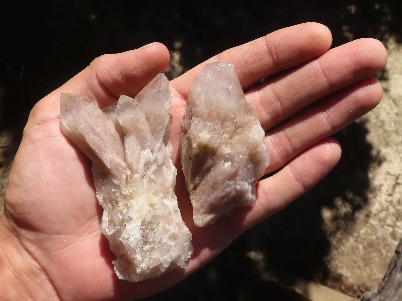 Natural Small Cascading White Phantom Smokey Quartz x 23 From Luena, Congo