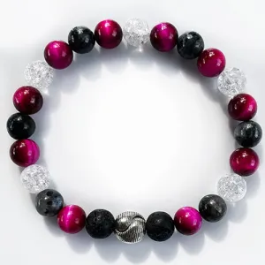 Norwegian Moonstone, Crackle Quartz and Tiger's Eye Bracelet