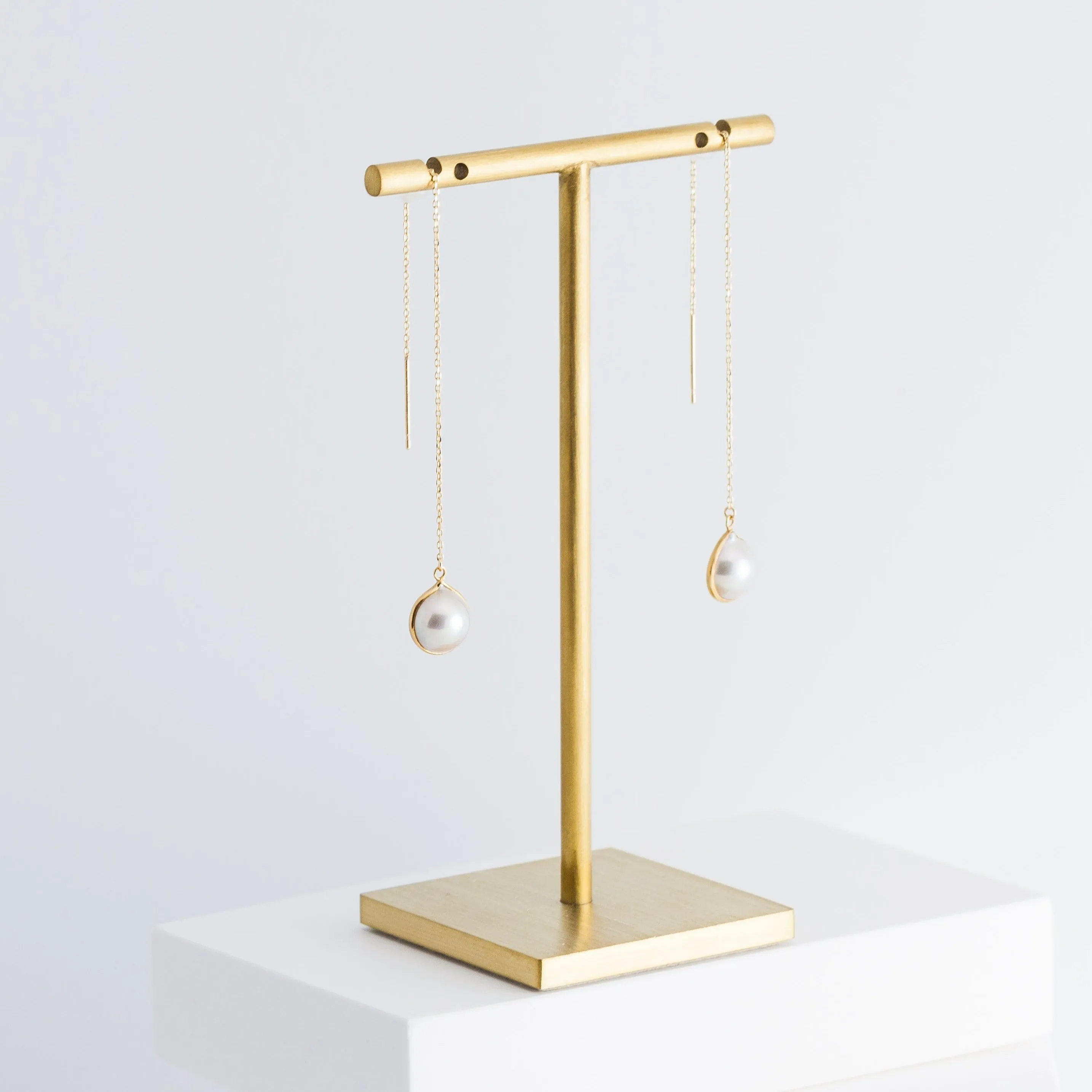 One-of-a-kind Akoya pearl sapphire drop earrings
