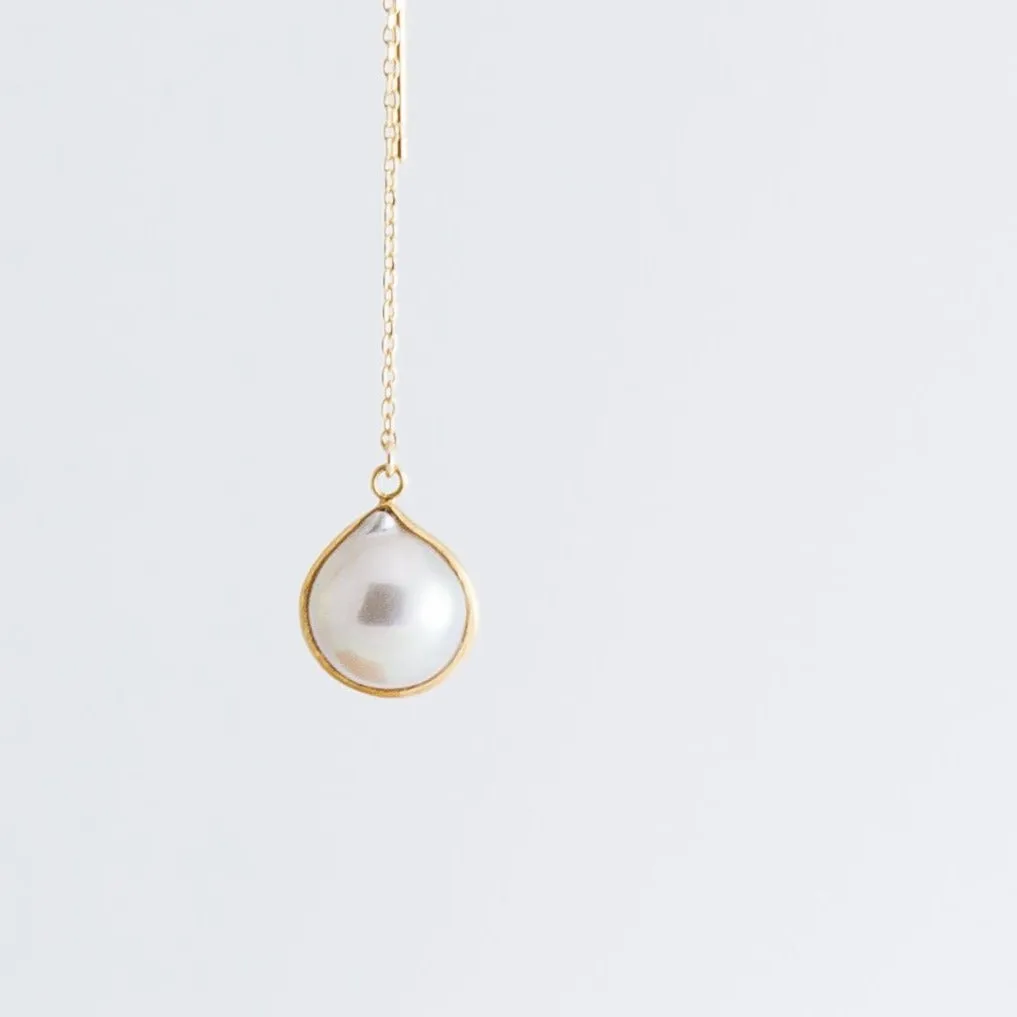 One-of-a-kind Akoya pearl sapphire drop earrings