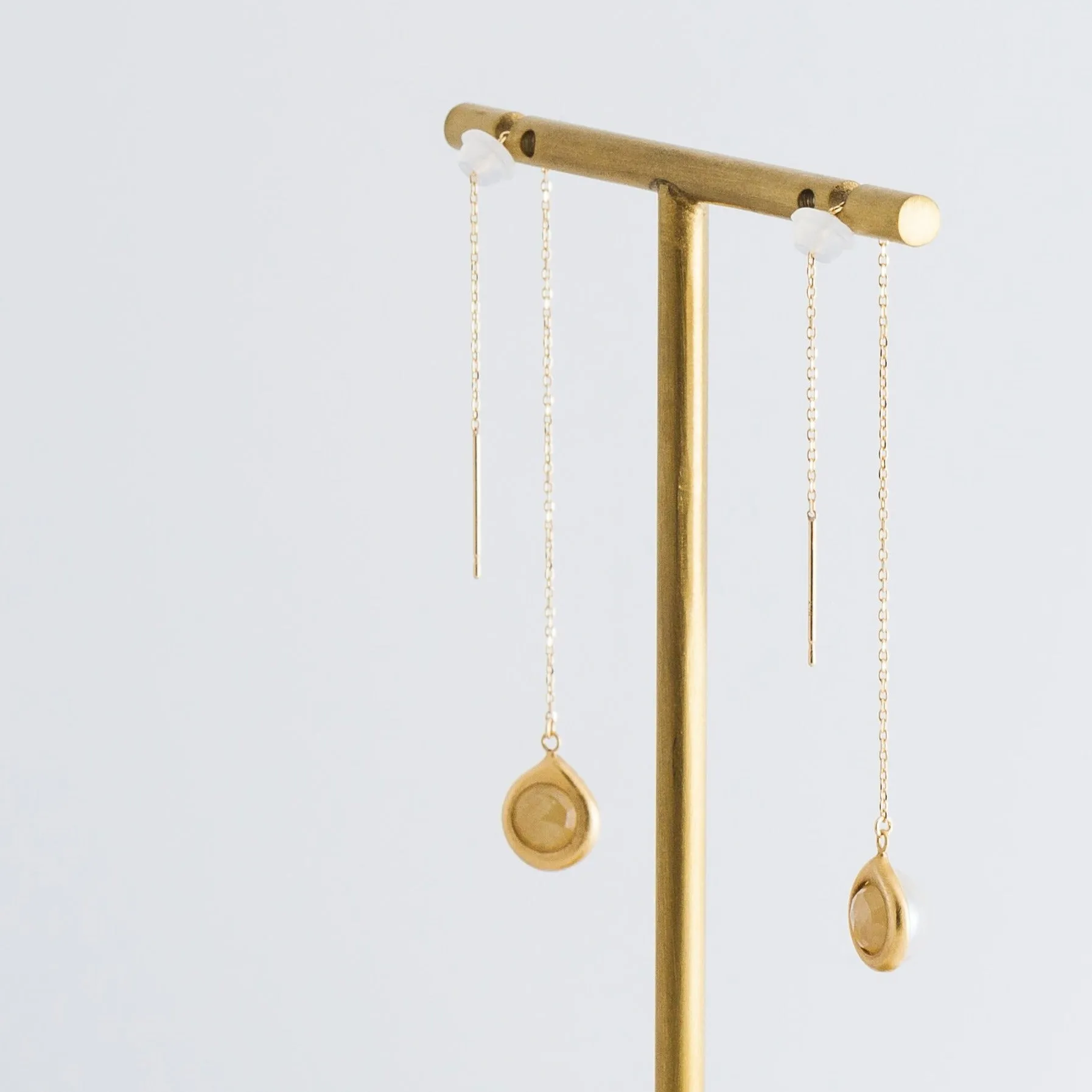 One-of-a-kind Akoya pearl sapphire drop earrings