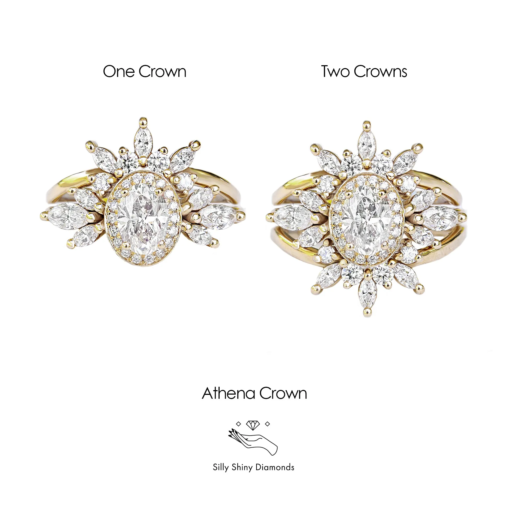 Oval Diamond 1.30ct Unique Engagement Ring, "Athena" & Athena's Crown ♥
