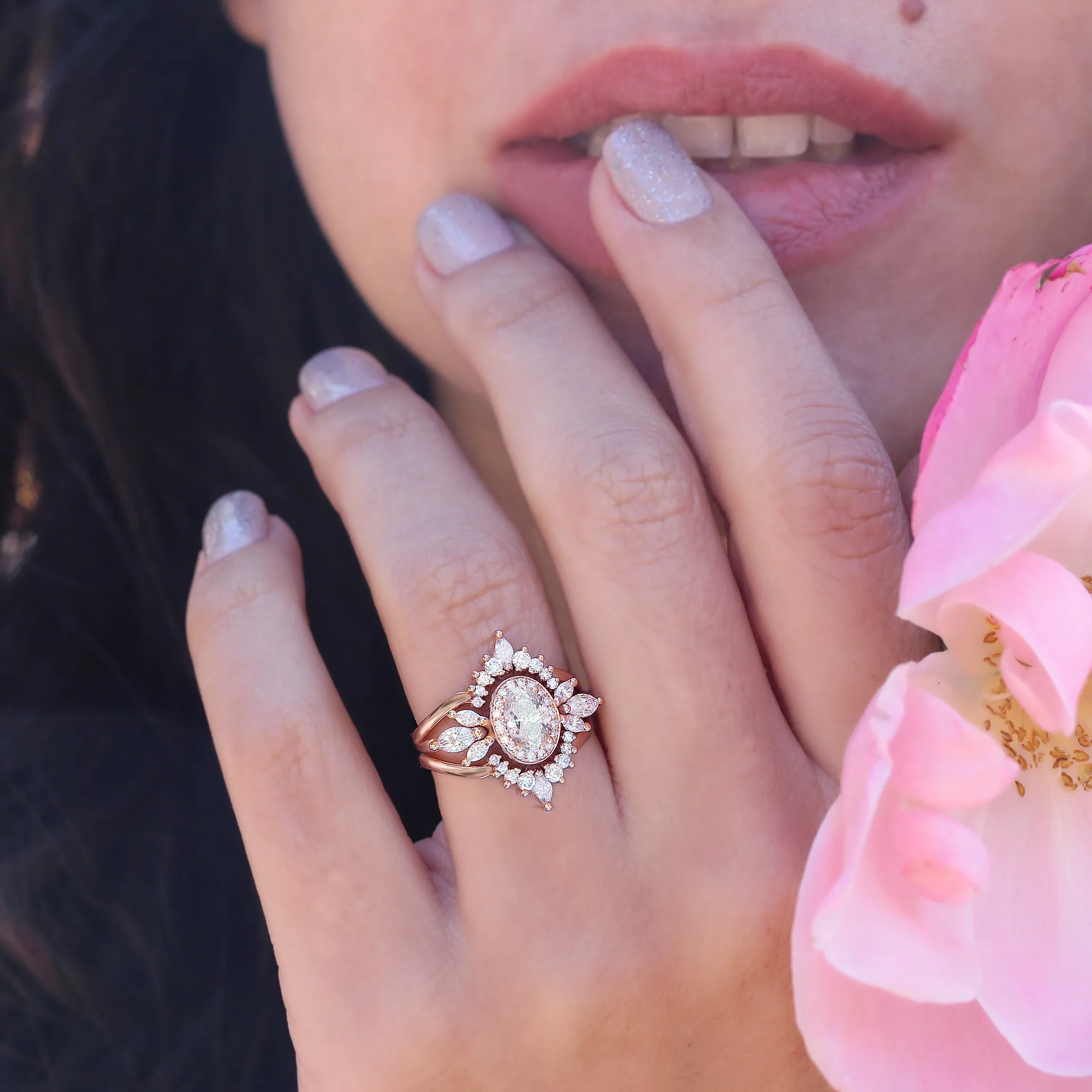 Oval Diamond 1.30ct Unique Engagement Ring, "Athena" & Athena's Crown ♥