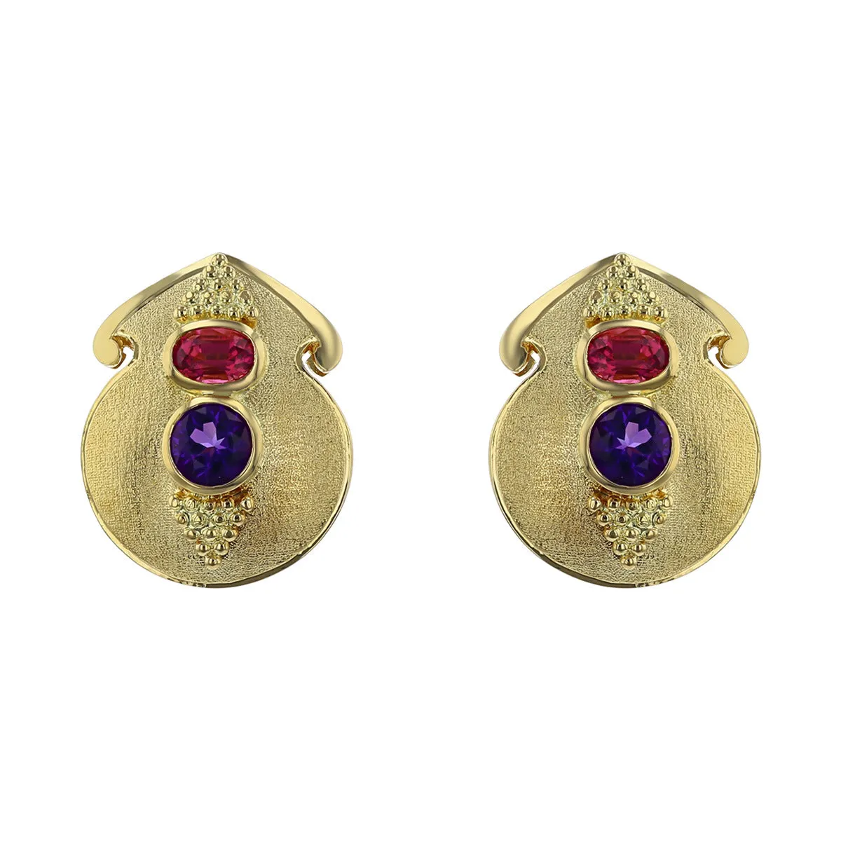 Paula Crevoshay Amethyst and Tourmaline Earrings