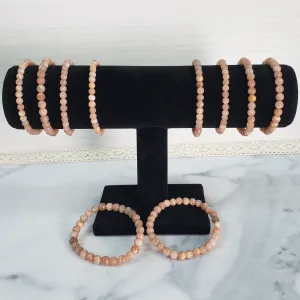 Peach Moonstone Crystal Natural Gemstone 4-6mm Beaded Bracelet