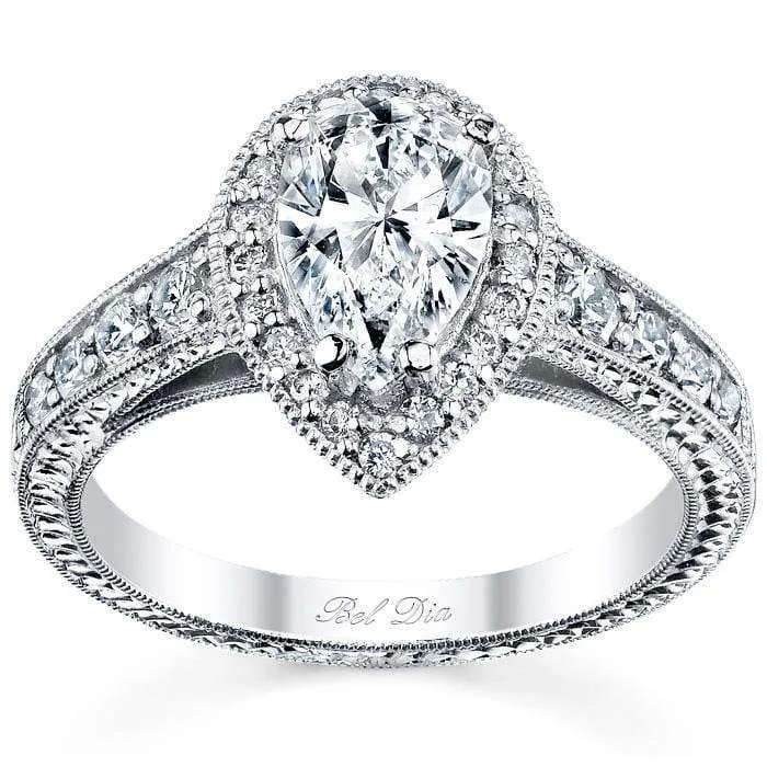 Pear Halo Engagement Ring