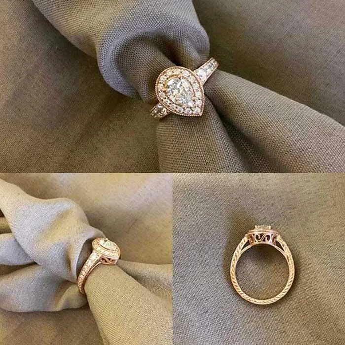 Pear Halo Engagement Ring