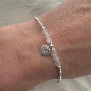 Personalised June Birthstone Bracelet, Dainty Moonstone Bracelet in Sterling Silver