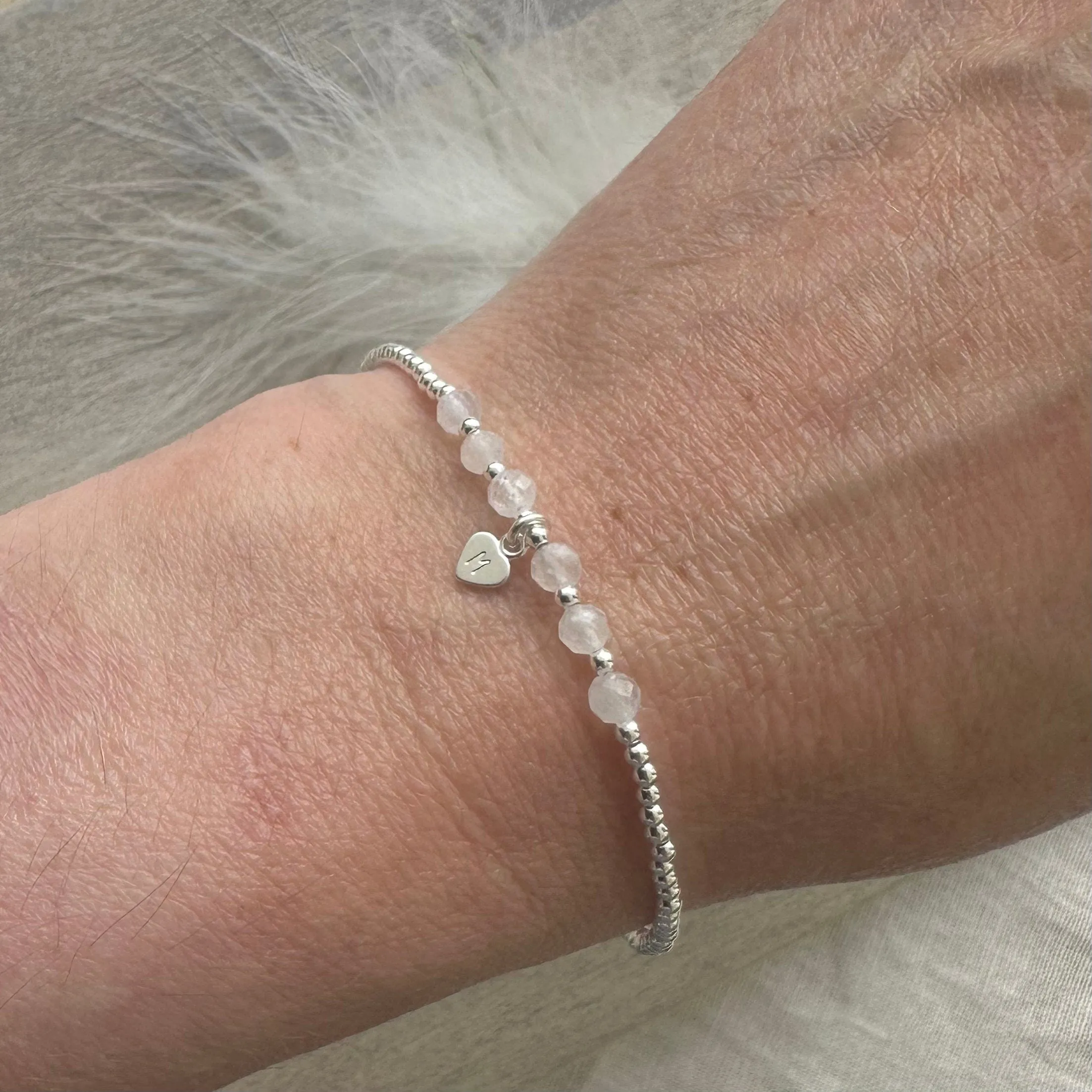 Personalised Moonstone Bracelet,  , Dainty June Birthstone Jewellery in Sterling Silver