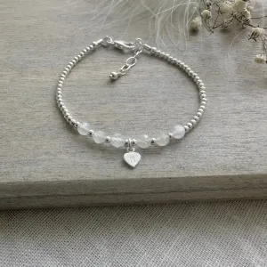 Personalised Moonstone Bracelet,  , Dainty June Birthstone Jewellery in Sterling Silver