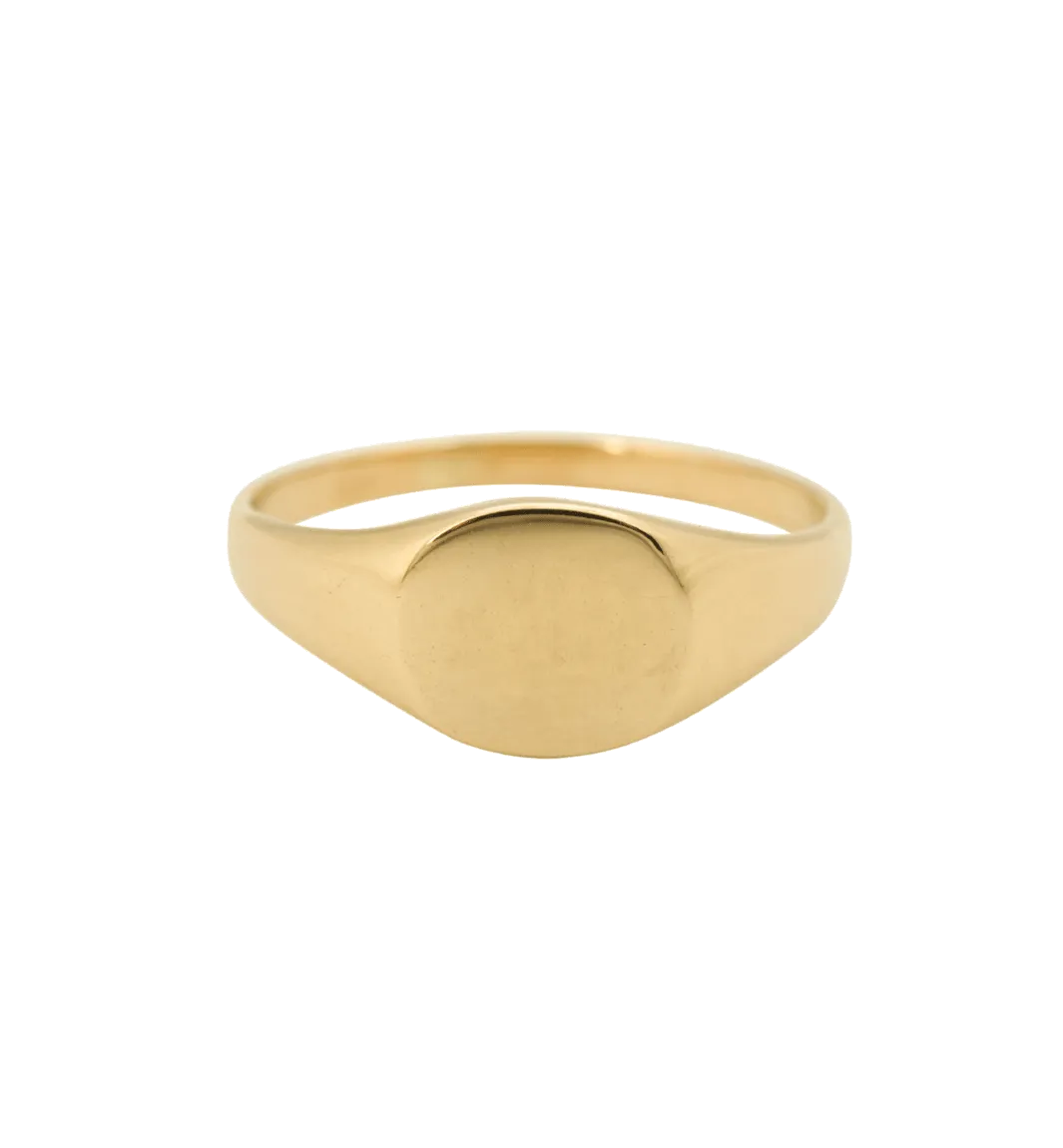 Pinky Signet Ring Round 14K