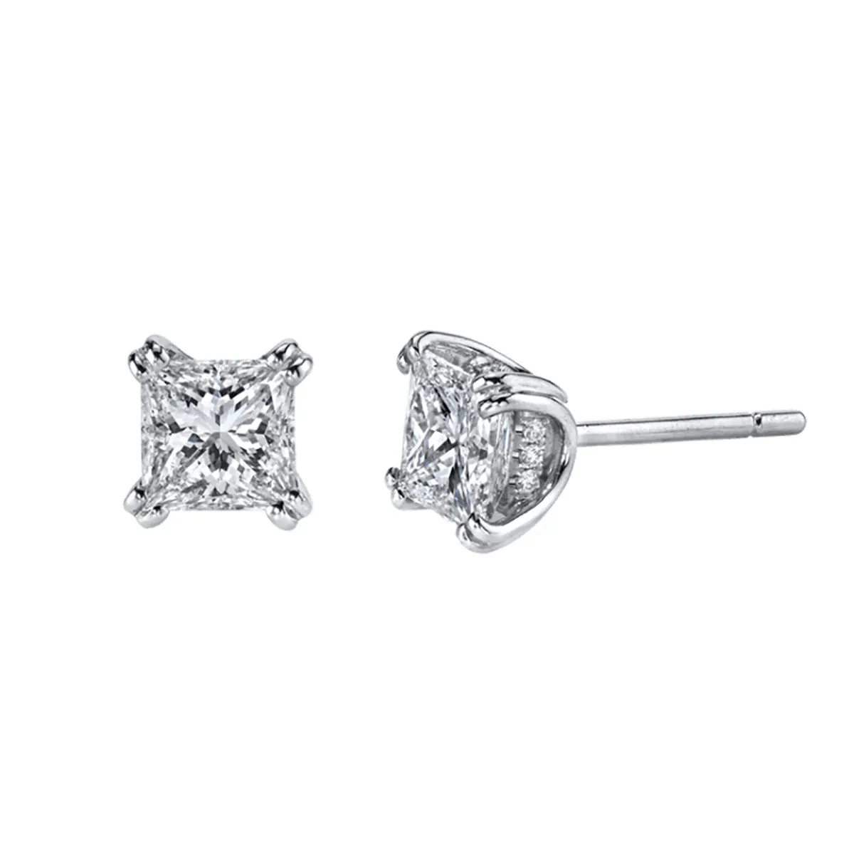 Platinum Square Diamond Studded Earrings