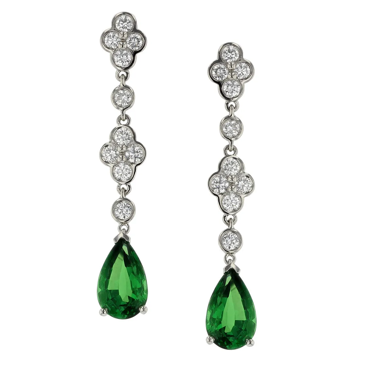 Platinum Tsavorite Garnet Diamond Earrings