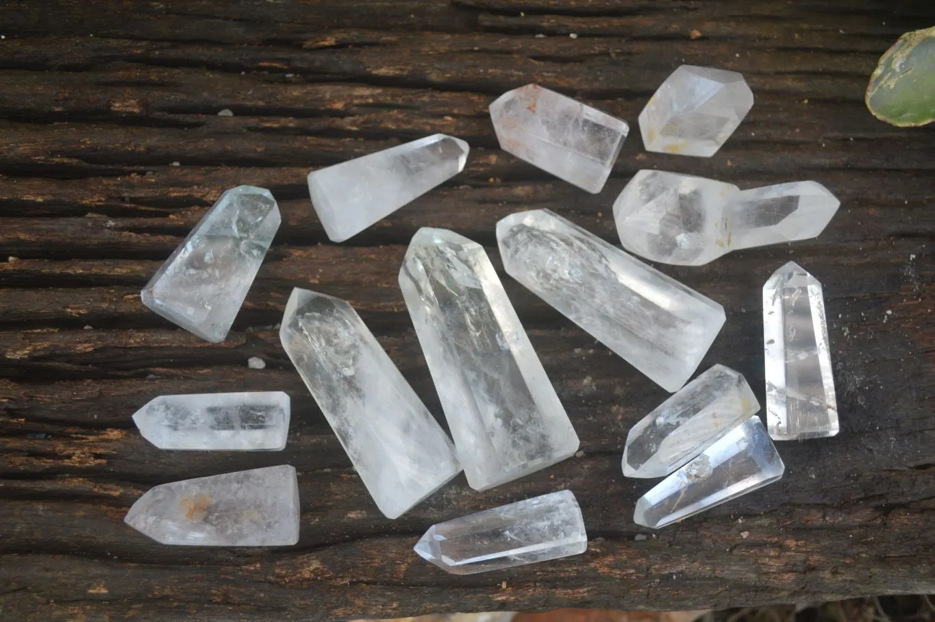 Polished Clear & Pale Citrine / Rainbow Veil Quartz Points x 14 From Madagascar