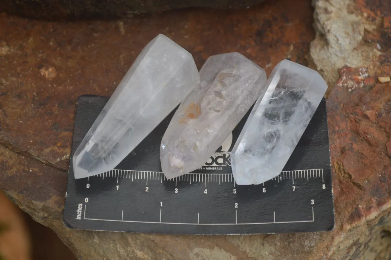 Polished Clear & Pale Citrine / Rainbow Veil Quartz Points x 14 From Madagascar
