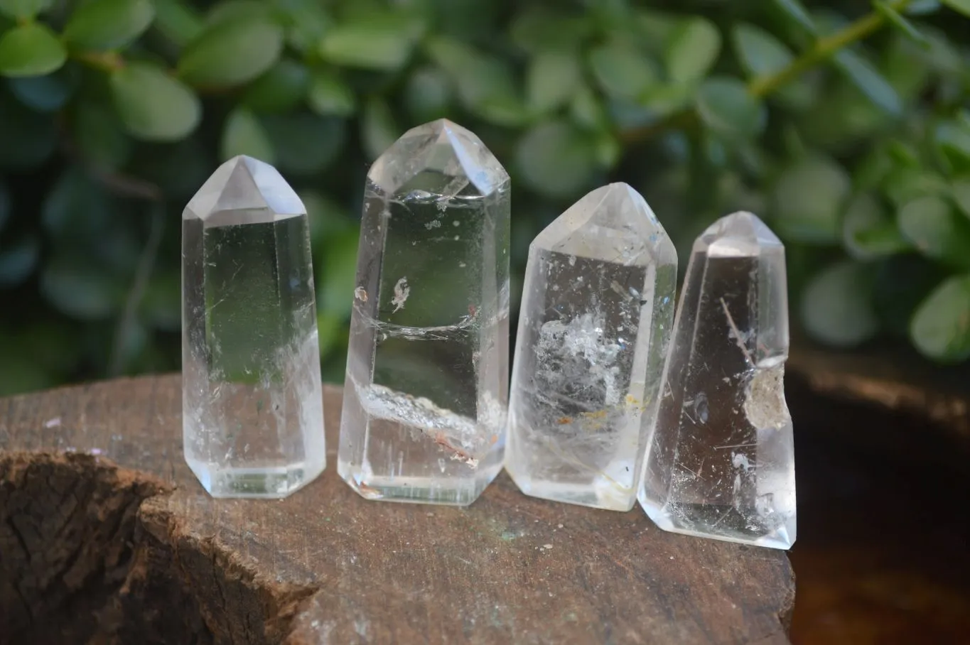 Polished Clear & Pale Citrine / Rainbow Veil Quartz Points x 14 From Madagascar