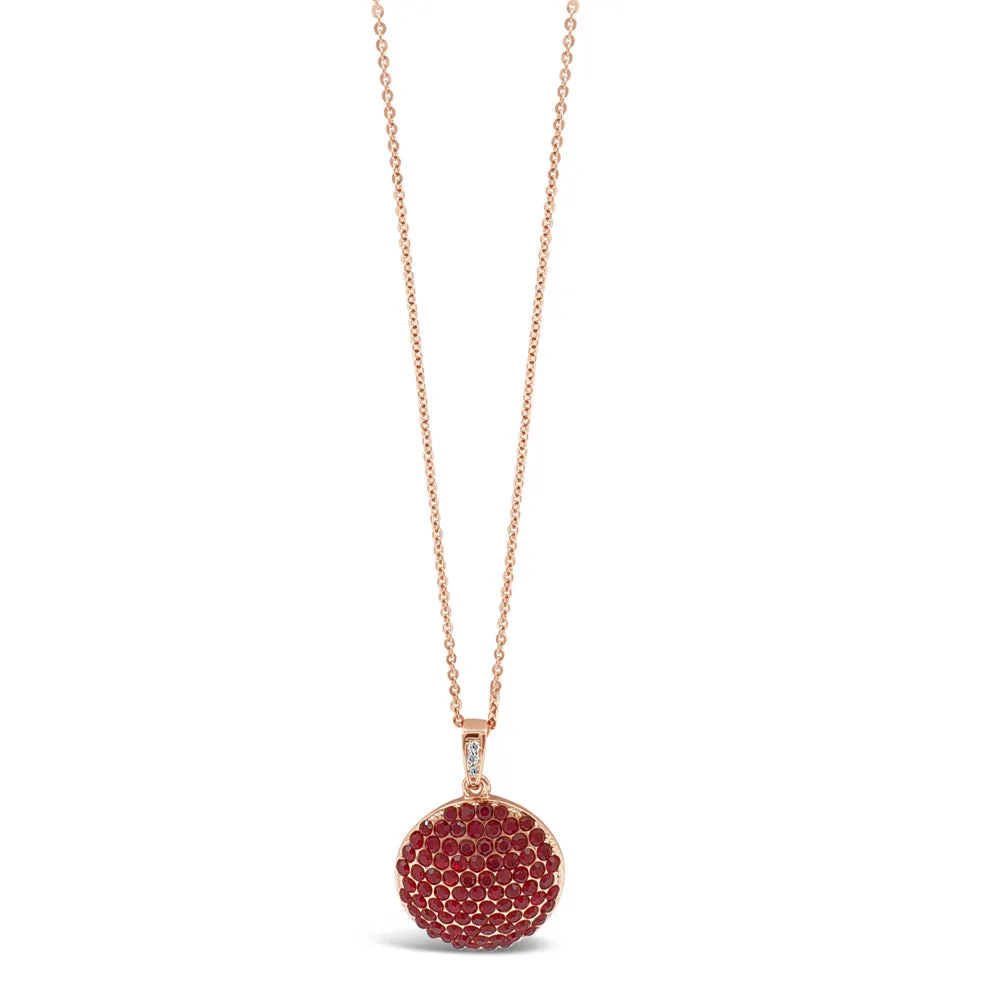 Pomegranate Rose Gold Garnet Circle Long Necklace