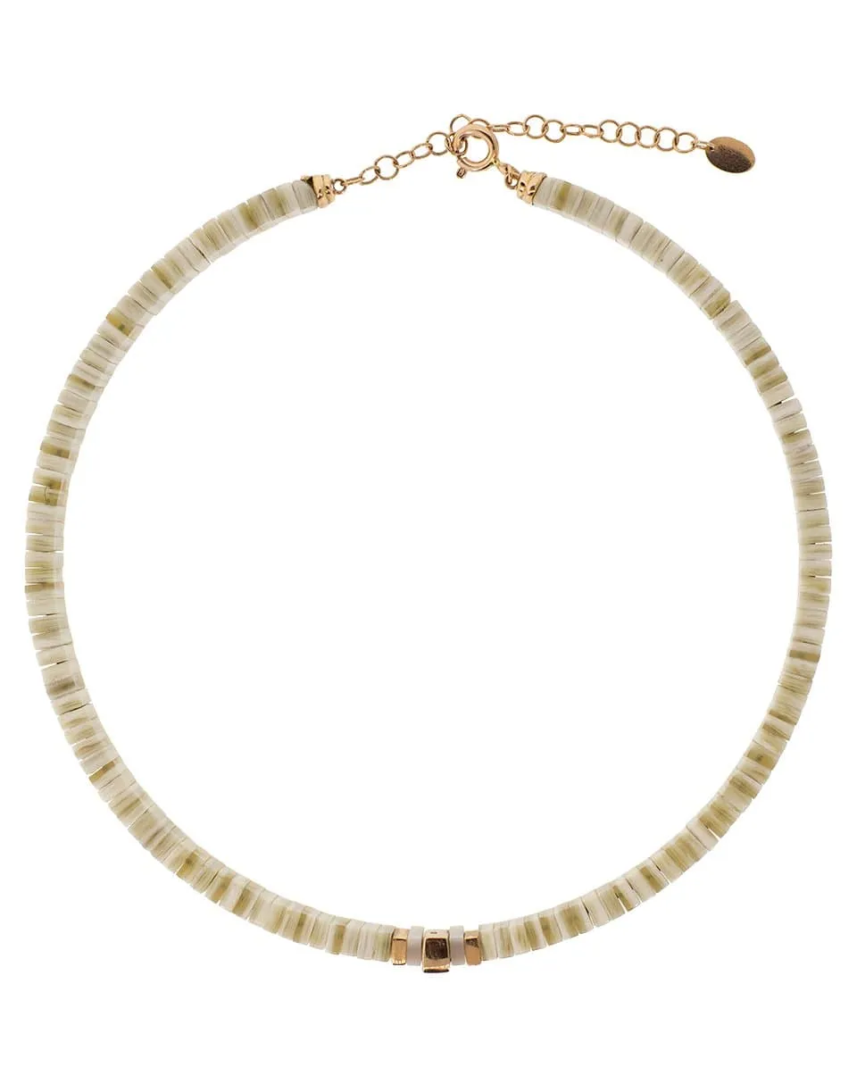 Pop Horn Garnet, Mother of Pearl, and Zebu Horn Choker