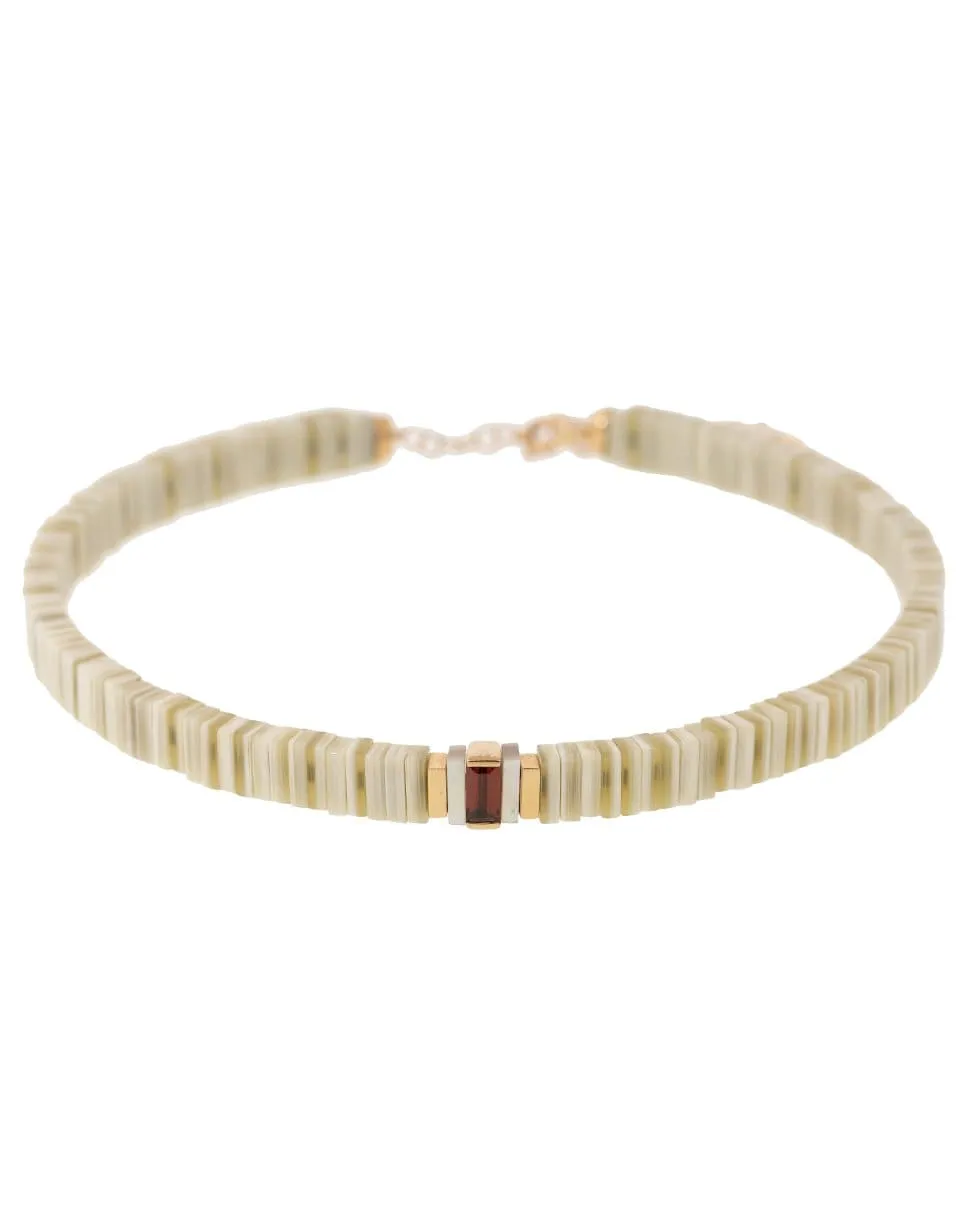 Pop Horn Garnet, Mother of Pearl, and Zebu Horn Choker