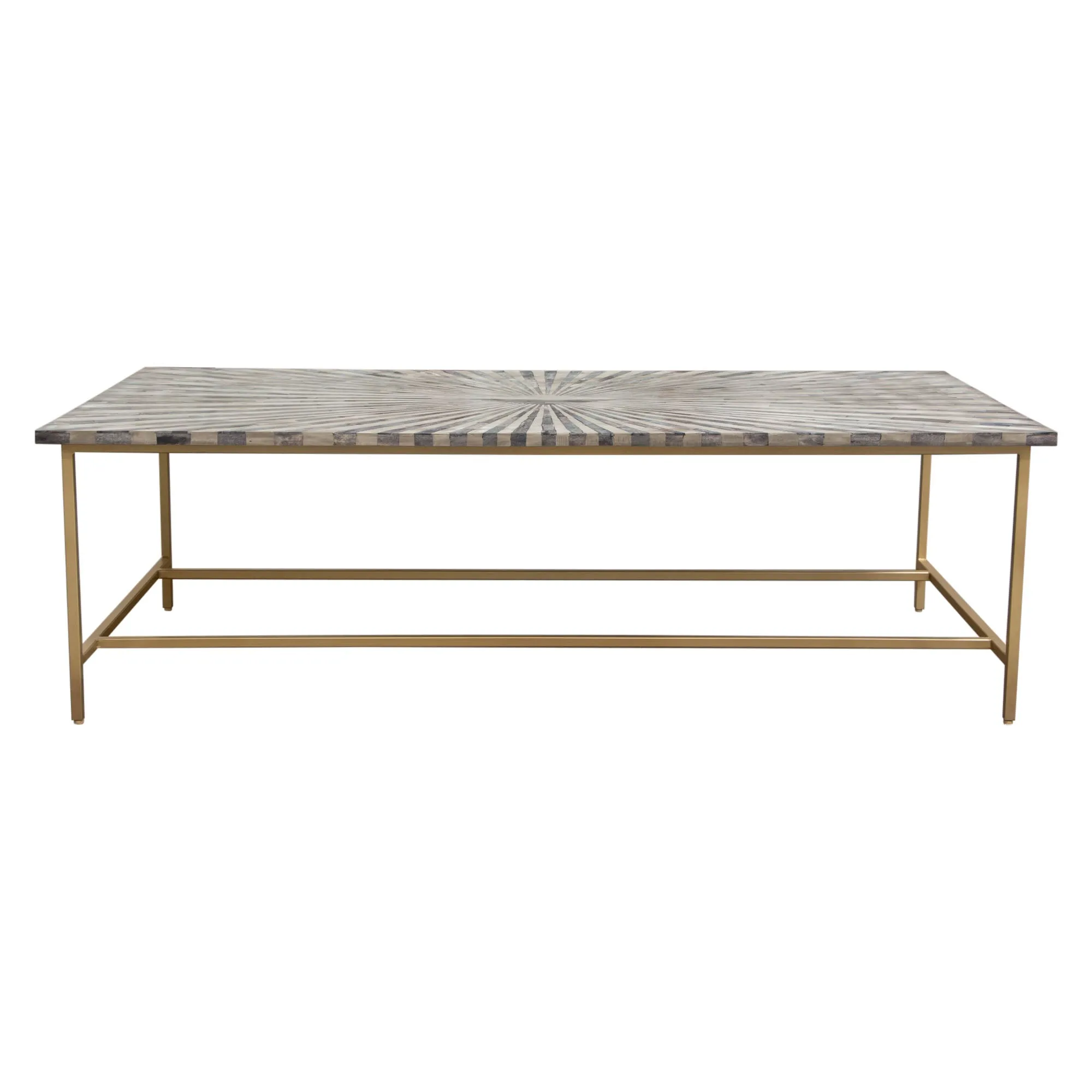 Prisma Cocktail Table w/ Dyed Bone Inlay Sunburst Top & Brass Legs by Diamond Sofa