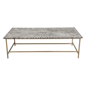 Prisma Cocktail Table w/ Dyed Bone Inlay Sunburst Top & Brass Legs by Diamond Sofa