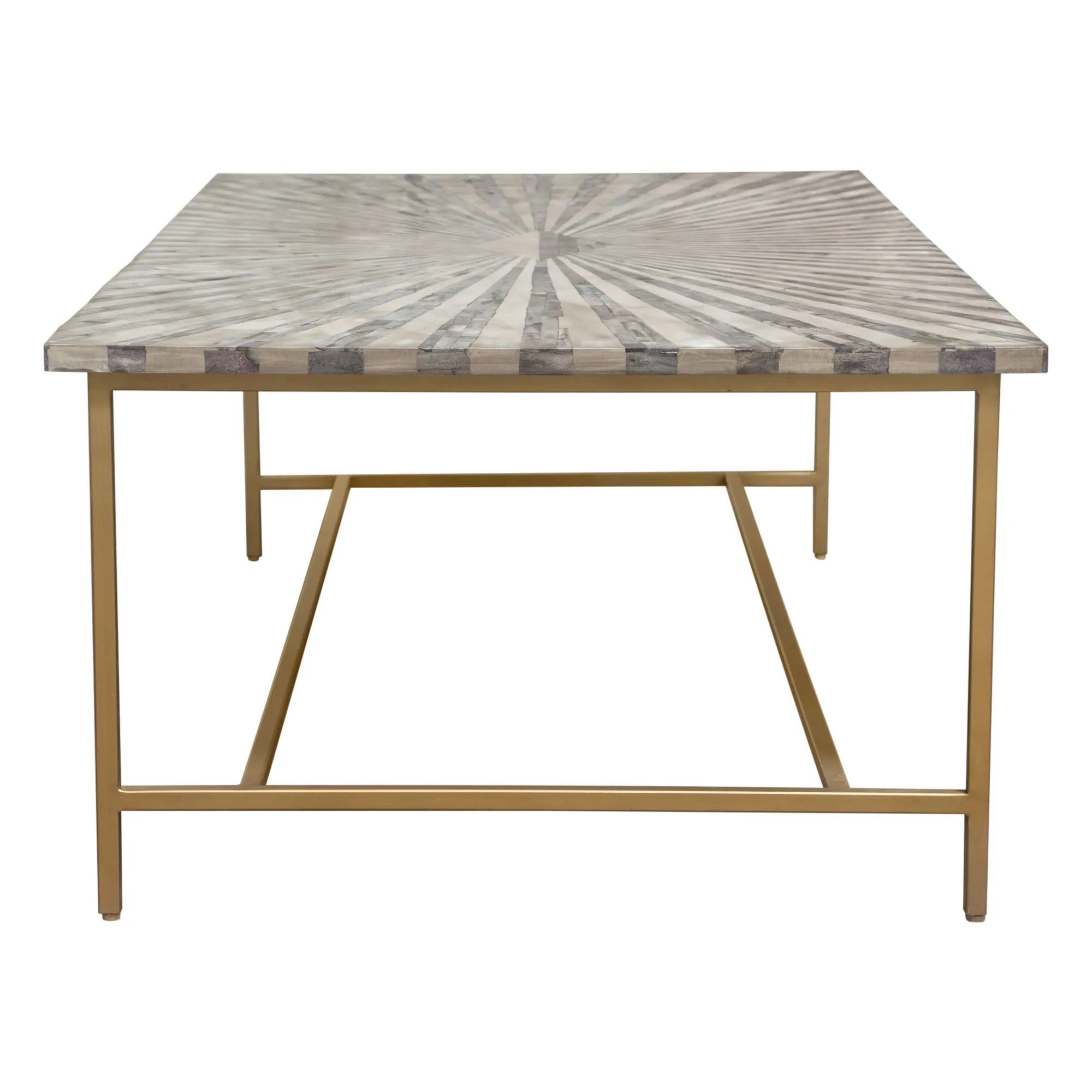 Prisma Cocktail Table w/ Dyed Bone Inlay Sunburst Top & Brass Legs by Diamond Sofa