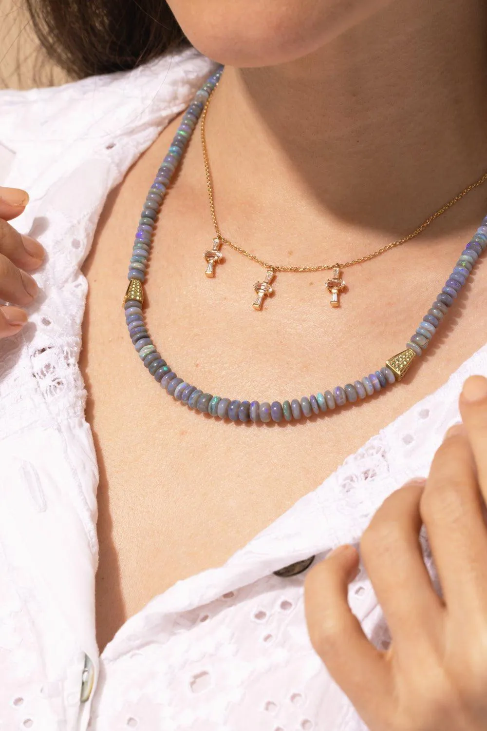 Purple Opal Demantoid Garnet Necklace