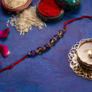 "Divine Guidance" Amethyst & Citrine Crystal Rakhi